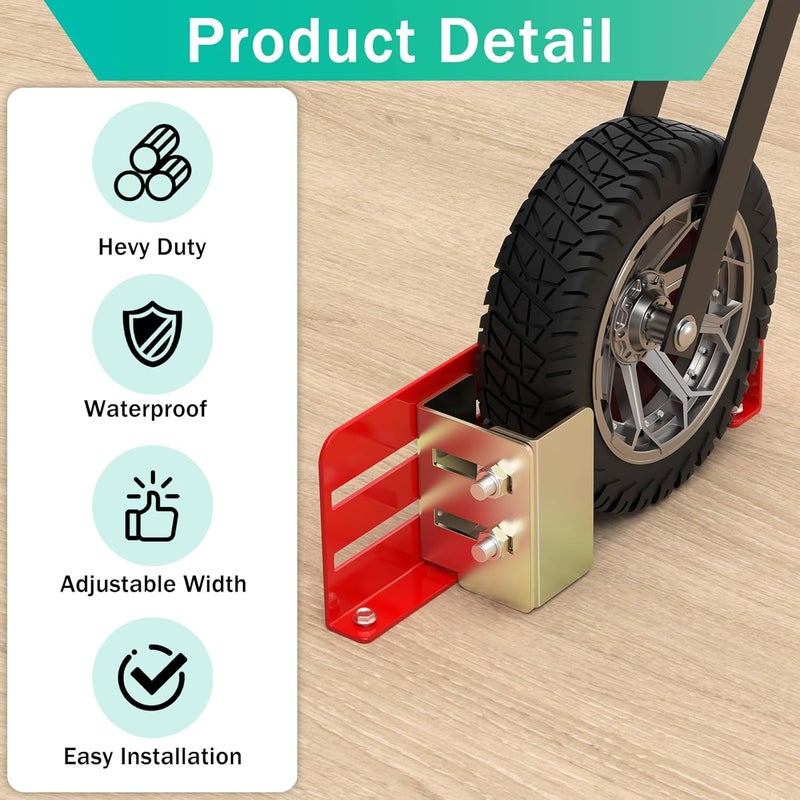 Fengone Mower Wheel Boot Lock for Small Mower Boot Secure on Open Enclosed Trailers or Garage fit Small Mowers Diameters from 8” to 14.5” - Image 4